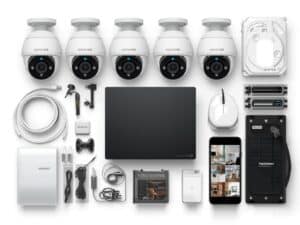 _A complete CCTV camera package laid out for installation in Lahore, including (2)