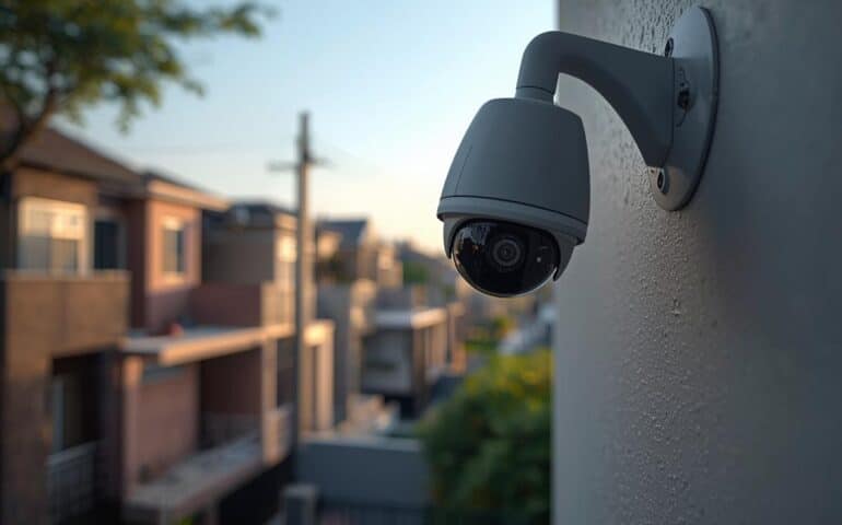 A professional CCTV camera installed outside a residential house in Lahore,