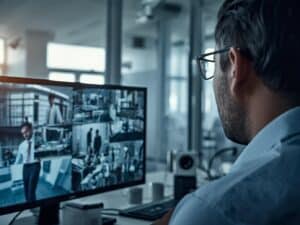 CCTV cameras and alarm system installed in a modern office building in Lahore,